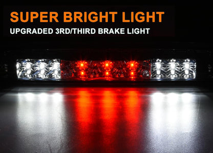 G-PLUS Compatible with Chevy Silverado GMC Sierra 1500 2500HD 3500HD 2007-2013 Led 3rd Third Brake Cargo Light High Mount Stop Lamp Replacement (Black Housing Clear Lens)