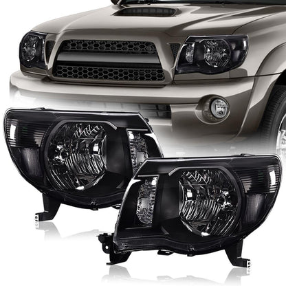 G-PLUS Headlights Assembly, Compatible with Toyota Tacoma 2005 2006 2007 2008 2009 2010 2011 Bumper Headlamps, Clear Lens Black Housing Clear Reflector,faros delanteros