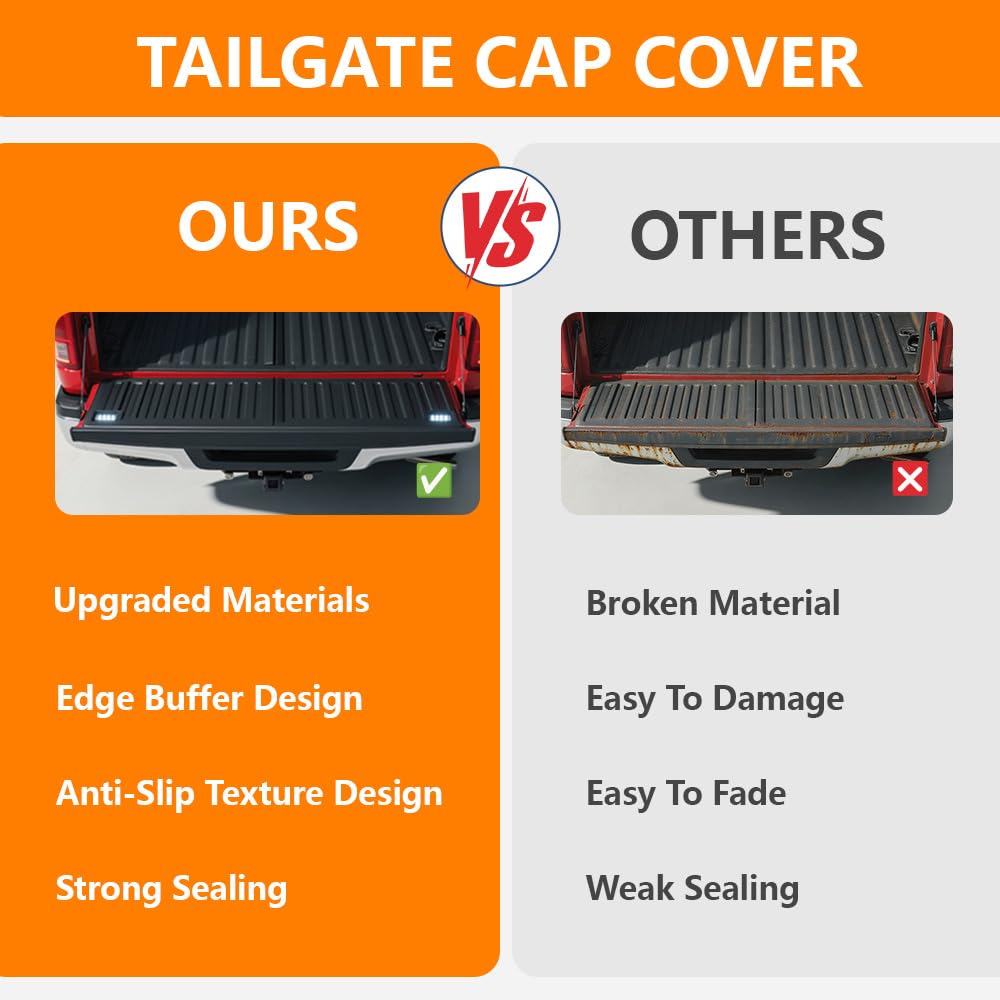 G-PLUS Tailgate Cap Top Protector Cover Compatible with Chevy Silverado GMC Sierra 1500 2007-2013/ Silverado Sierra 2500 3500 2007-2014(NOT fit 2007 Classic Models) 25844299, GM1904104 59.52" Length