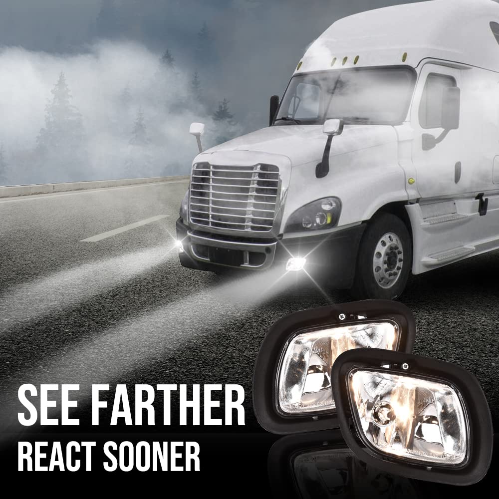 G-PLUS Left Right Front Fog Lights Lamps Replacement Pair Compatible with Freightliner 2017 Cascadia 2009-2016 Cascadia 113 2008-2016 Cascadia A0651908001 FL2593102 A0651908000 FL2592102