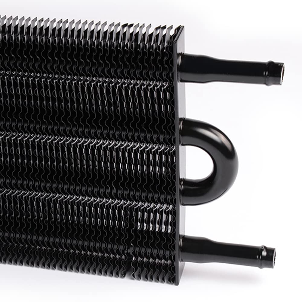 G-PLUS 4 Row AN6 Universal Aluminum Remote Transmission Oil Cooler/Auto-Manual Radiator Converter Black