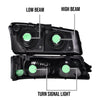 G-PLUS Headlights Assembly Compatible with Chevy Avalanche Silverado 1500 2500 HD 3500 2003-2006,Smoky Lens Black Housing Clear ReflectorBumper Headlamps,faros delanteros
