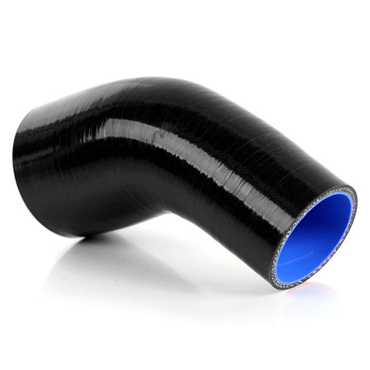 2 1/2" To 3 1/8" 64mm - 80mm Silicone 45 Degree Elbow Reducer Pipe Hose Black