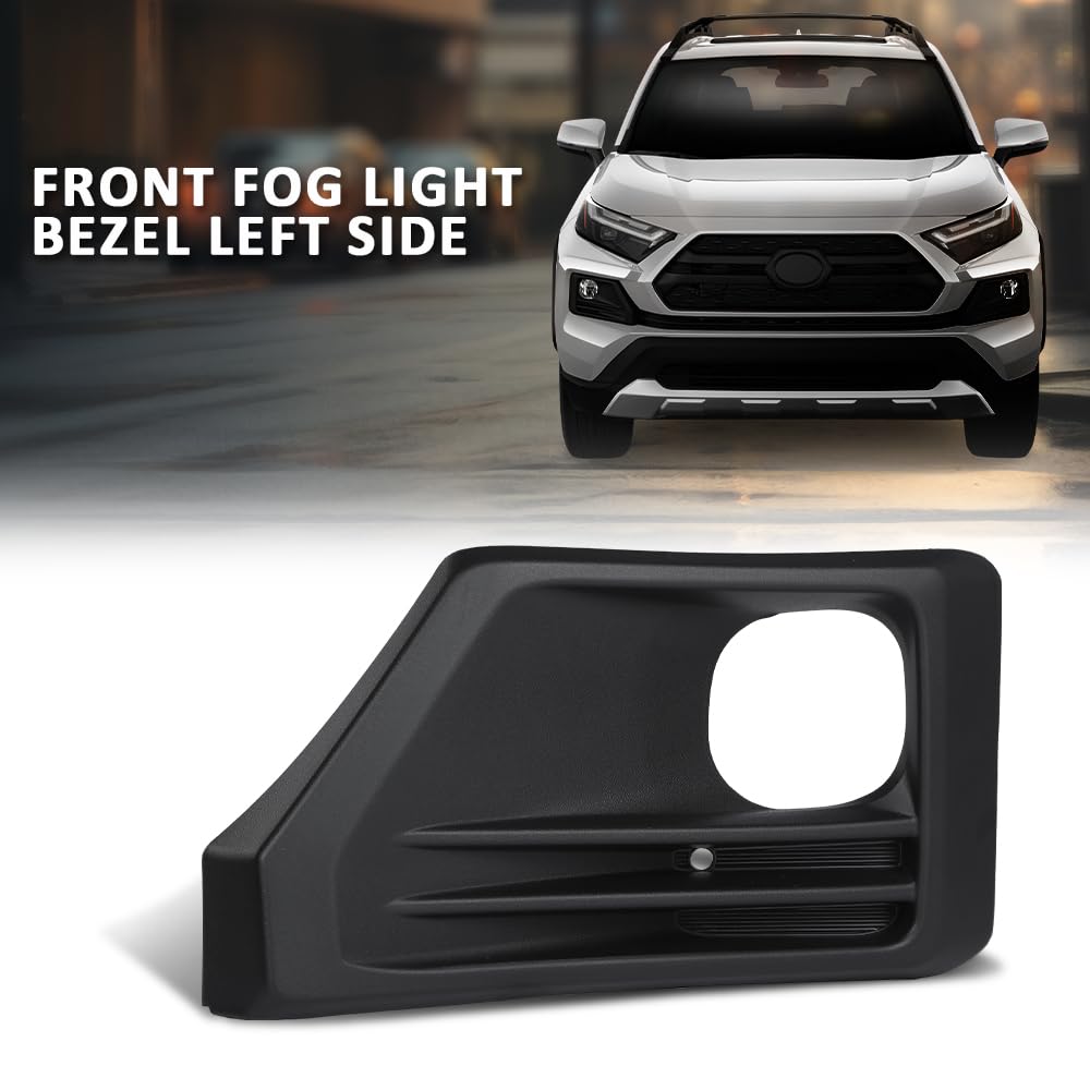 G-PLUS Front Left Fog Light Bezel Black Compatible with Toyota RAV4 Adventure/TRD Off-Road 2019-2023 521280R170, TO1038226