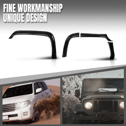 G-PLUS 80mm Fiberglass FRP Fender Flares (8 PCS) & Mud Flaps (4 PCS) Compatible with Hummer H3 Black