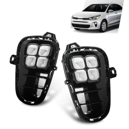 G-PLUS LED DRL Daytime Running Light Front Fog Lights Lamps with Wire Harness & Switch Compatible with Kia Rio EX/LX/S 2018-2020 922011W710, 922021W710