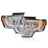 G-PLUS Headlights LED DRL Compatible with Ford F150 2009-2014 Headlamps Pair Left & Right Tube Dual Projector Clear Lens Chrome Housing Clear Reflector,faros delanteros