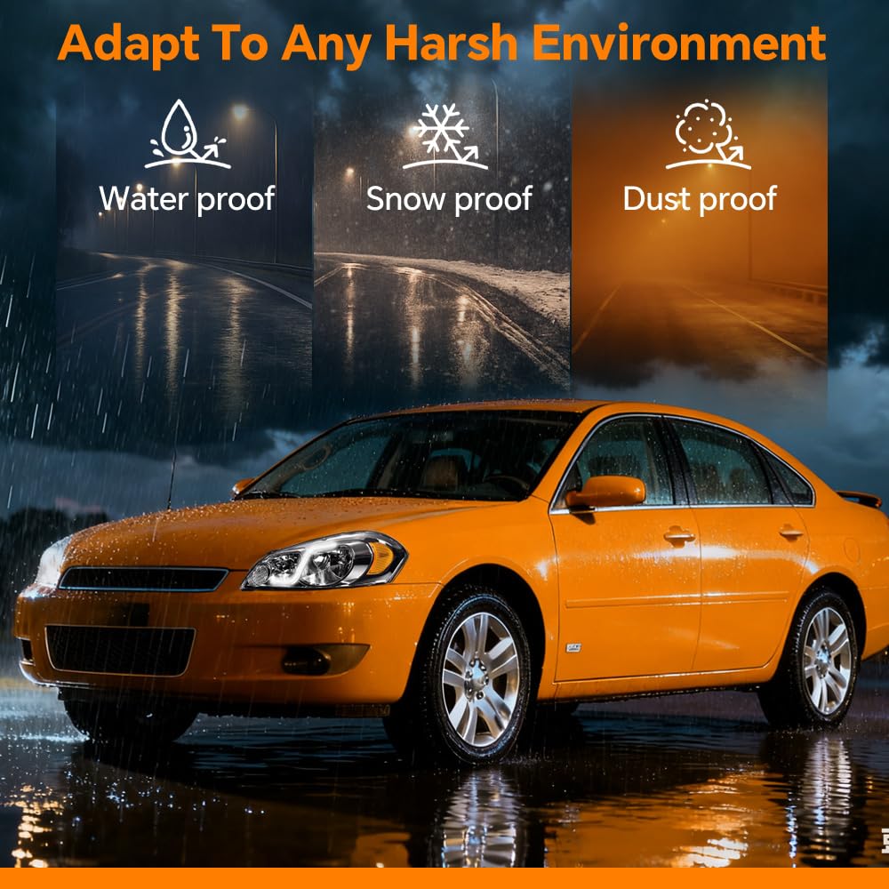G-PLUS LED Headlights Assembly Fit Chevy Monte Carlo 2006 2007/Chevy Impala 2006-2013/Chevy Impala Limited 2014-2016 DRL Corner Headlamps Clear Lens Chrome Housing Amber Reflector,faros delanteros