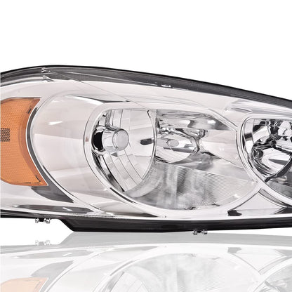 G-PLUS Headlights Assembly Fit Chevy Monte Carlo 2006 2007/Chevy Impala 2006-2013/Impala Limited 2014-2016 Headlamp Right Clear Lens Chrome Housing Amber Reflector Bumper Headlamps,faros delanteros