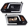 G-PLUS LED DRL Headlights Fit Dodge Ram 1500 2500 3500 2009-2012(New Body), Not Fit Dual Beam, Clear Lens Black Housing Amber Reflector, Bumper Headlamps, faros delanteros Assembly