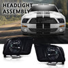 G-PLUS Headlights Assembly Compatible with Ford Mustang 2005-2009 4R3Z13008AA,4R3Z13008AB Bumper Headlamps Left & Right Smoky Lens Black Housing Amber Reflector faros delanteros
