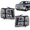 G-PLUS LED Headlights, Fit Chevy Silverado 1500 2007-2013/Fit Chevy Silverado 2500 HD 3500 HD 2007-2014 DRL Bumper Corner Headlamps W/o Bulbs Clear Lens Black Housing Clear Reflector,faros delanteros