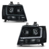 G-PLUS Headlights Assembly Projector Factory Headlamps Compatible with Chevy Tahoe Suburban 2007-2014 Smoky Lens Black Housing Clear Reflector Left & Right Bumper Head Light,faros delanteros
