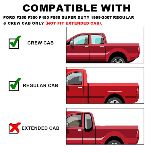 G-PLUS Corner Roof Moldings Compatible with Ford F250 F350 F450 F550 Super Duty 1999-2007 Regular & Crew Cab Only (Not Fit Extended Cab) YC3Z-2551728-PTM YC3Z-2551729-PTM Unpainted Black RH & LH