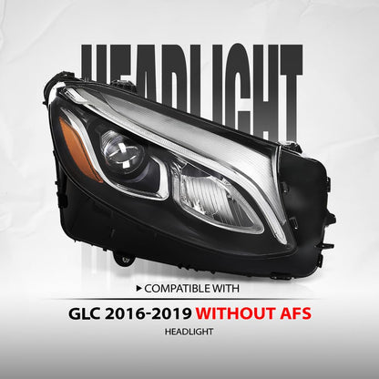 G-PLUS LED Headlight w/o AFS Right Passenger Side Compatible with Benz GLC 2016 2017 2018 2019 Without AFS 2539061401 Black