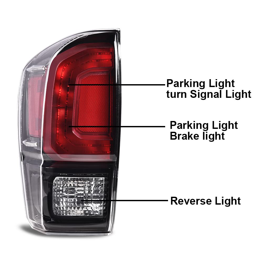 G-PLUS Rear Tail Lights Assembly Compatible with Toyota Tacoma 2016-2023, Dark Red Rear Brake Lamps Left Driver and Right Passenger TO2800201 TO2801201,Luces Traseras
