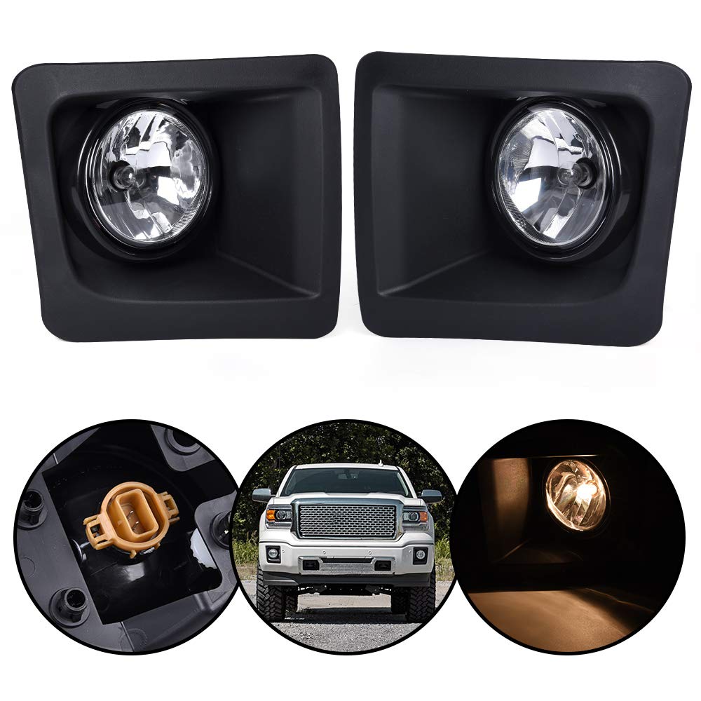G-PLUS Lens Bumper Driving Fog Lights Lamps Left+Right Compatible with 2014 2015 GMC Sierra 1500 Models Only GM1038169, GM1039169 15839896
