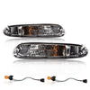 GPLUS Signal Lights, Compatible With Mazda MX-5 Miata 1990-1997, Front Bumper Mounted Marker Signal Parking Light (Clear lens Chrome Housing Amber Reflector)