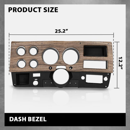 G-PLUS Dash Bezel Gauge Cluster Cover W/o AC Compatible with 1975 1976 1977 1978 1979 1980 Chevy GMC Pickup Truck W/o AC Black