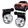 G-PLUS Fog Lights Lamp w/Bulbs Compatible with Dodge Ram 1500 1994-2001 Fit Ram 2500 3500 Pick Up Truck 1994-2002 55055181, CH2592109, 55055180, CH2593109 Clear Lens