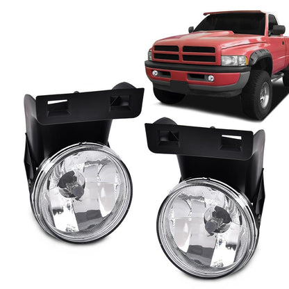 G-PLUS Fog Lights Lamp w/Bulbs Compatible with Dodge Ram 1500 1994-2001 Fit Ram 2500 3500 Pick Up Truck 1994-2002 55055181, CH2592109, 55055180, CH2593109 Clear Lens