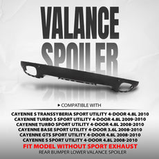 G-PLUS Rear Bumper Valance Spoiler for Porsche Cayenne 2008-2010 Black Product Image