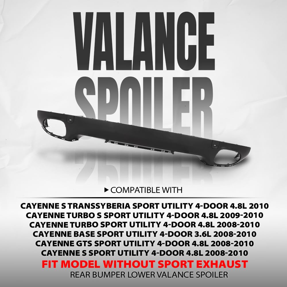 G-PLUS Rear Bumper Lower Valance Spoiler Compatible with Porsche Cayenne 2008 2009 2010, Fit Model Without Sport Exhaust 95550552112G2X, 955-505-521-12-G2X, 95550552110G2X,95550552111G2X Black