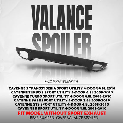 G-PLUS Rear Bumper Lower Valance Spoiler Compatible with Porsche Cayenne 2008 2009 2010, Fit Model Without Sport Exhaust 95550552112G2X, 955-505-521-12-G2X, 95550552110G2X,95550552111G2X Black