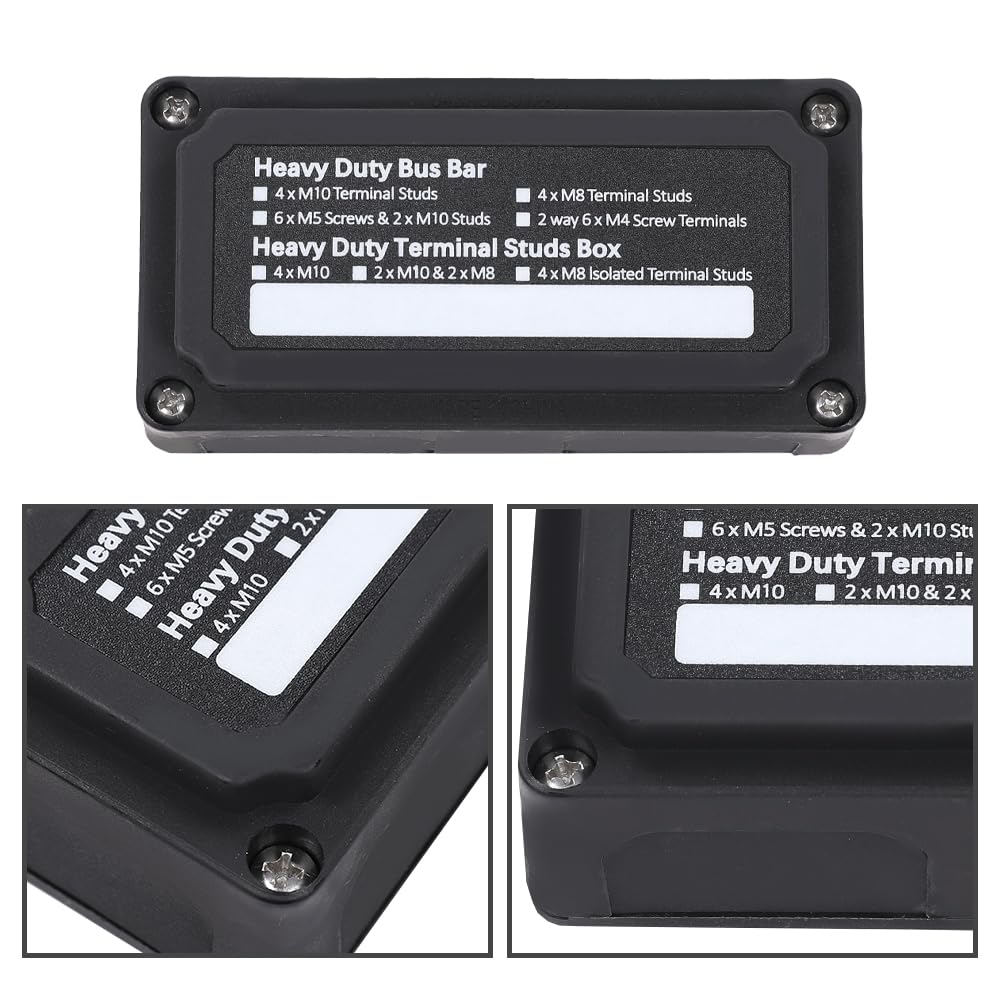 G-PLUS Nylon 30 Fiberglass Black Distribution Box 12 Terminal Ground Power Distribution Junction Block Kit 12V 100A
