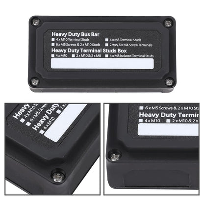 G-PLUS Nylon 30 Fiberglass Black Distribution Box 12 Terminal Ground Power Distribution Junction Block Kit 12V 100A