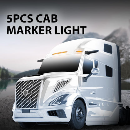 G-PLUS LED Front 5pcs Rectangle Cab Lights, Fit Freightliner Century/Columbiaor/Volvo Trucks, Amber Top Roof Running Cab Marker Light, Clearance & Indicator Lamp