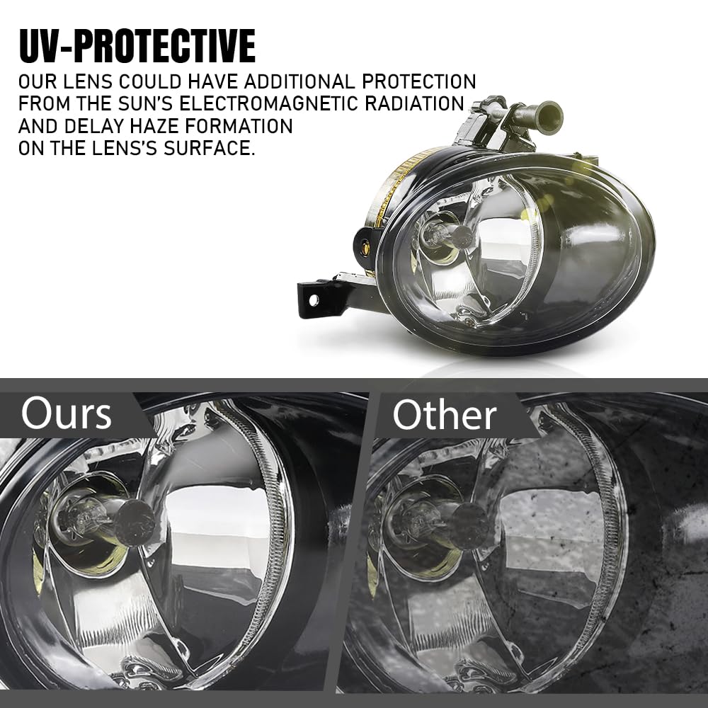 G-PLUS Front Fog Lamp Light with Halogen Bulbs Compatible with VW Touareg 2011-2014 7P6941699, 7P6941700 Black