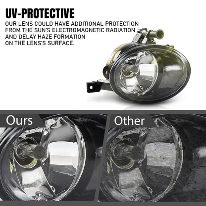 G-PLUS Front Fog Lamp Light with Halogen Bulbs Compatible with VW Touareg 2011-2014 7P6941699, 7P6941700 Black