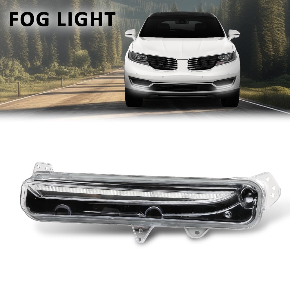 G-PLUS Fog Light Lamp Compatible with Lincoln MKX 2016-2017 FA1Z-13200-D, FA1Z13200D Black Driver Side LH