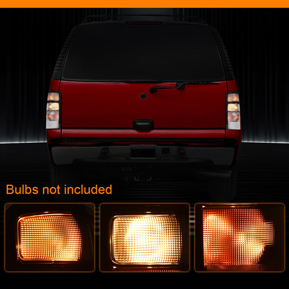 G-PLUS Tail Lights Assembly w/o Wiring Harness Fit Chevy Silverado 2500 HD 3500 HD/GMC Sierra 3500 HD 2016 2017 2018 2019 Left & Right Rear Brake Lamps, GM2800293 GM2801293, Dark Red Lens