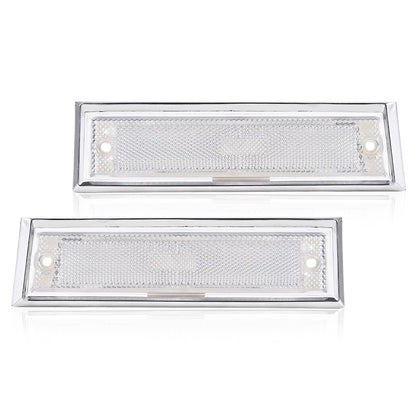G-PLUS Front Side Marker Lights Assembly Compatible With Chevy Blazer/GMC Jimmy C/K R Pickup 1981-1991,Side Chrome Bezel Marker Lamps Pair Clear Lens