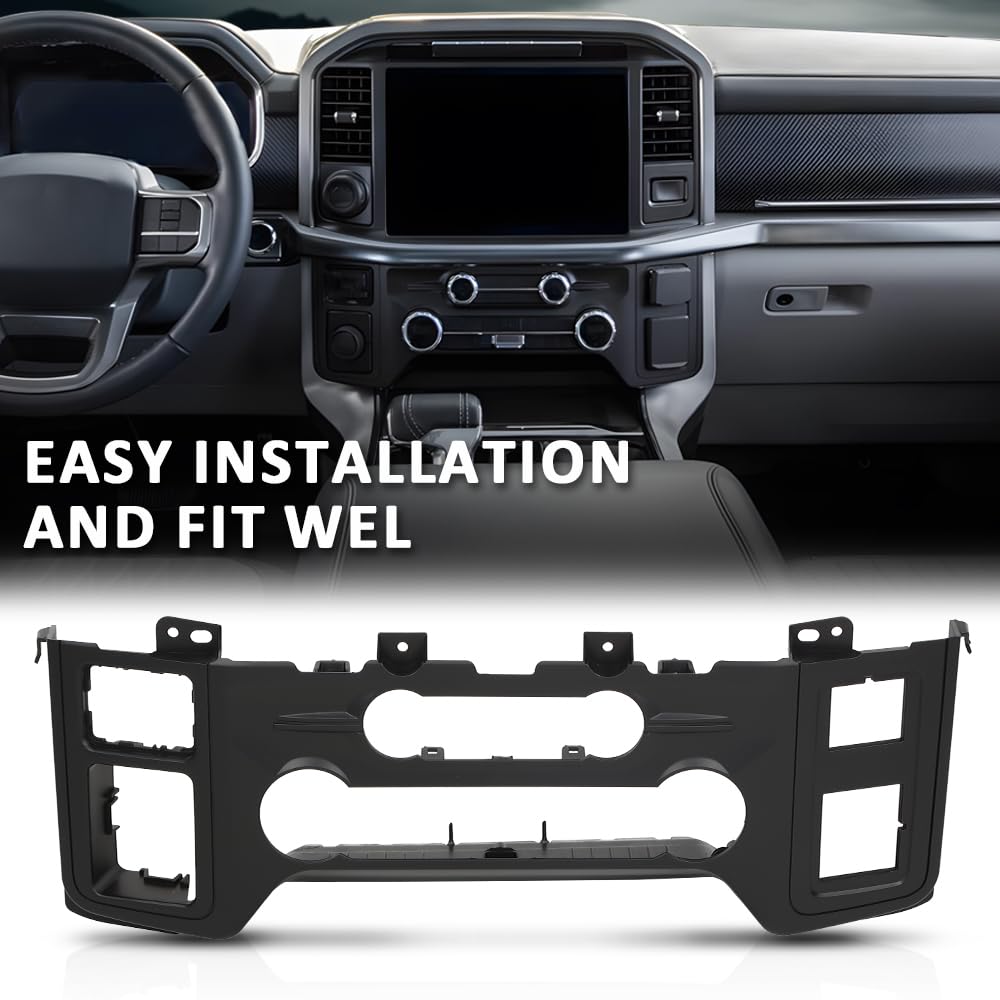 G-PLUS A/C Heater Climate Control Dash Trim Center Console Bezel Compatible with Ford F150 2021 2022 2023 Black