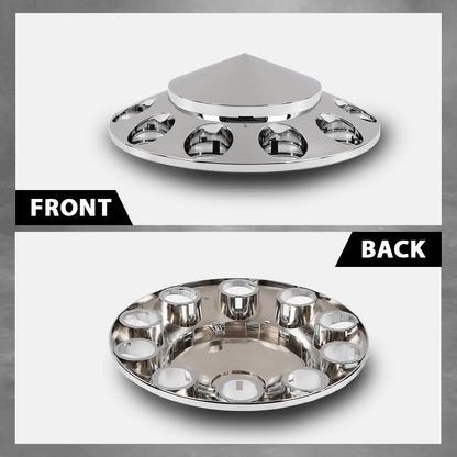 G-PLUS Front Wheel Covers Set Chrome Hub Cover 33mm Spiked Hub Axle Compatible with Semi-Truck 20",22.5" and 24.5" Wheels ABS Plastic Silver Pair