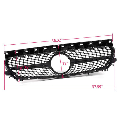 Compatible with W117 CLA Class CLA180 CLA200 CLA250 CLA260 CLA45 AMG 2014 2015 2016 Front Diamond Style Bumper Grille Upper Hood Grill Trim Shell Chrome Black