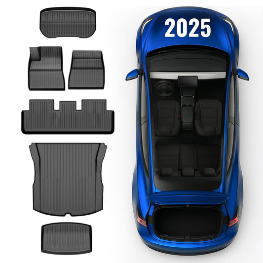 G-PLUS Floor Mats Cargo Liners Compatible with Tesla Model 3 Highland 2024 2025,6PCS TPE Floor Liner,All Weather Full Cover Protection Black Cargo Liner & Trunk Mats Full Set