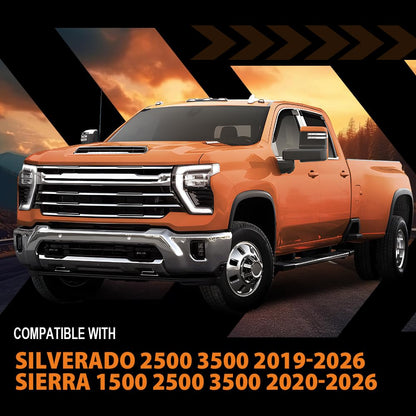 G-PLUS Out-Channel Window Visor Deflectors Rain Guards Fit Chevy Silverado & GMC Sierra 1500 Crew Cab Only 2019-2026 | Window Friendly | Heat-Resistant No Warp | One-Warranty | Smoky