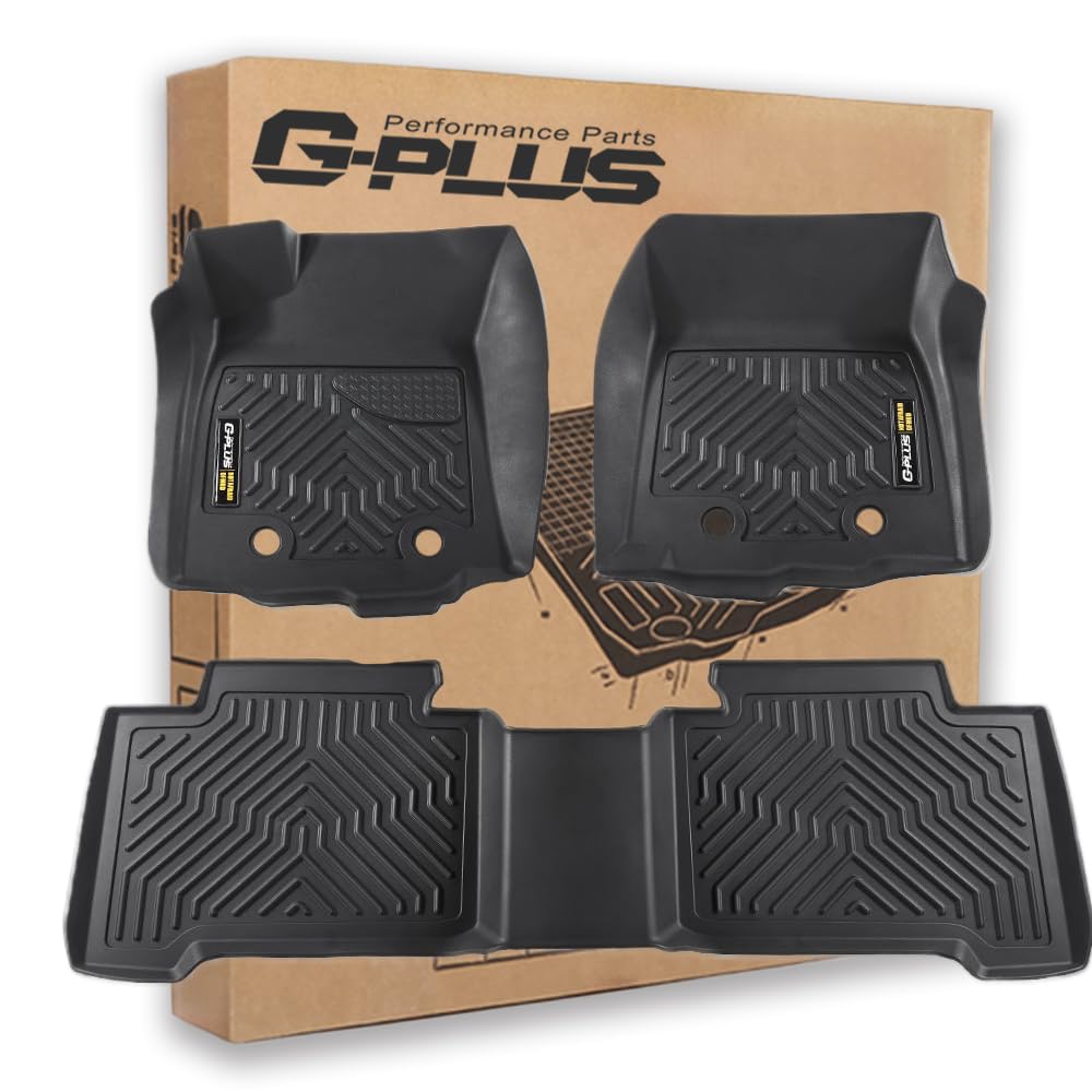 G-PLUS Floor Mats Compatible with Toyota Tacoma 2016-2023 Double Cab (Only Fit Automatic, Not Fit Vehicles with Vinyl Flooring), TPE Custom Fit All Weather Front & 2nd Row Floor Liners