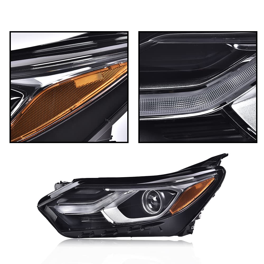 G-PLUS Passenger Side RH Headlamp Clear Lens LED DRL Headlight Assembly, Compatible with Chevy Equinox 2018 2019 2020 w/Factory Halogen Headlight 84428283 Bumper Headlamps,faros delanteros