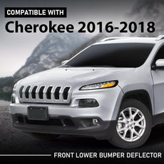 G-PLUS Front Lower Bumper Deflector for Jeep Cherokee 2016-2018 Black Front View