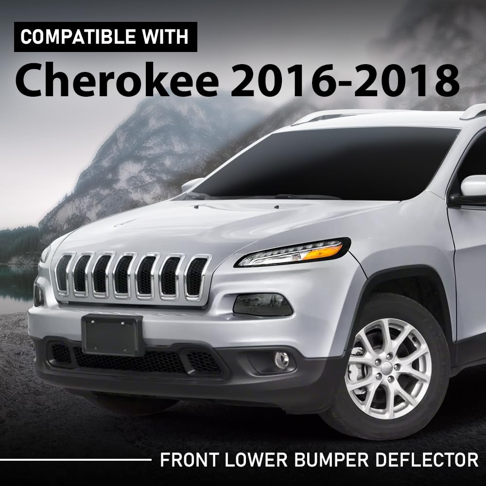 G-PLUS Front Lower Bumper Deflector Compatible with Jeep Cherokee 2016-2018 Black CH1044133, 191275369357