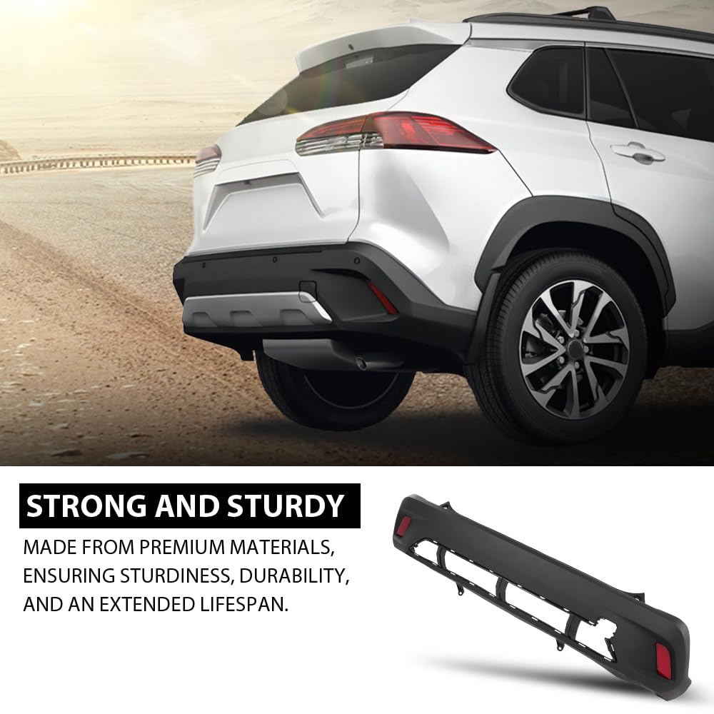G-PLUS Rear Bumper Cover Compatible with Toyota Corolla Cross 2022-2025, Fit L & LE Models Without Park Assist Sensor Holes Only, TO1100363, 521590A200, 187-11272, Black