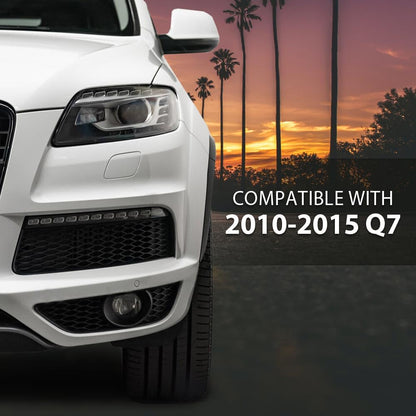 G-PLUS Glossy Front Bumper Fog Light Lamp Mesh Grill Grille Compatible with Audi A4 B8 2008 2009 2010 2011 2012 Fog Light Cover