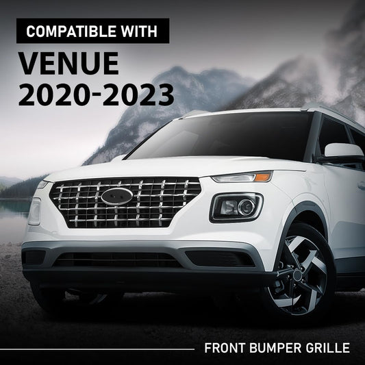 G-PLUS Front Bumper Upper Grille Grill w/Chrome Trim Compatible with Hyundai Venue 2020 2021 2022 2023 86350K2010