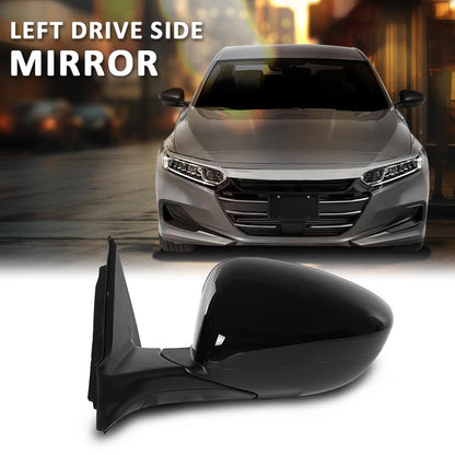 G-PLUS Power Mirror Left Driver Side Compatible with Honda Accord Sedan 2018-2022 1.5L 76258TVAA02 76251TVAA01ZJ HO1320328 Glossy Black 3-Pin Manual Folding