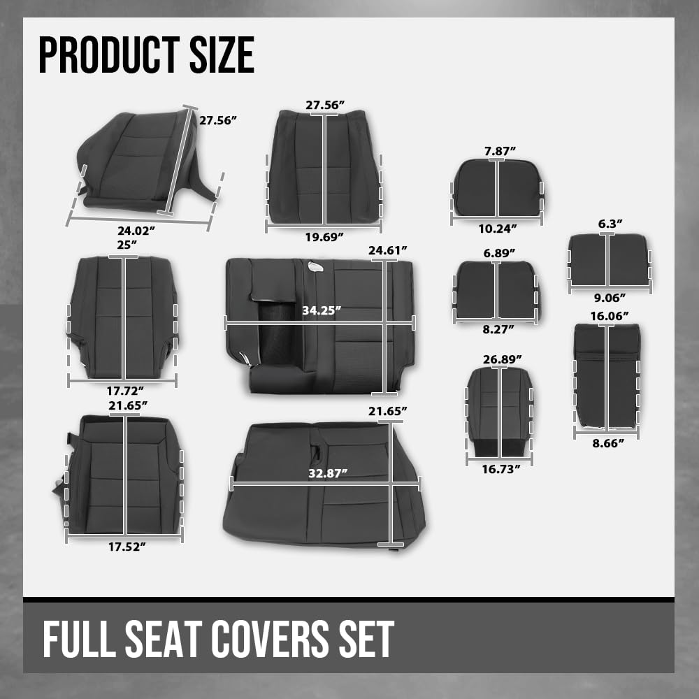 G-PLUS Full Seat Covers Set Compatible with Jeep Grand Cherokee 4 Door 2011-2019 Black